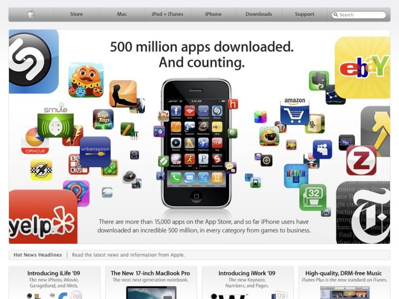 10 year challenge - sites Apple 2009